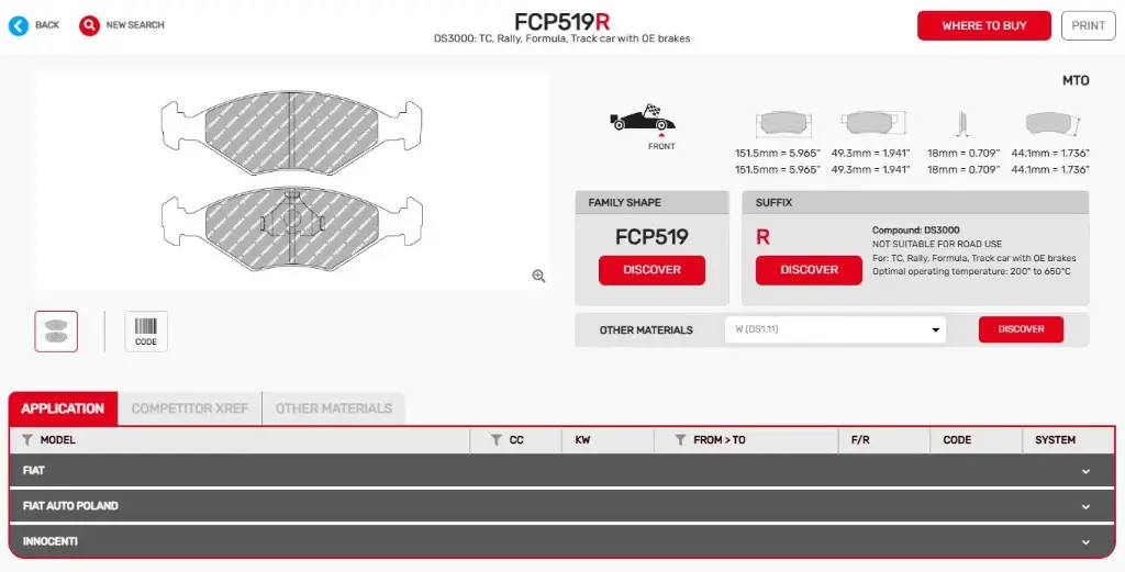 FRP519R - PASTILLAS DE CARRERA