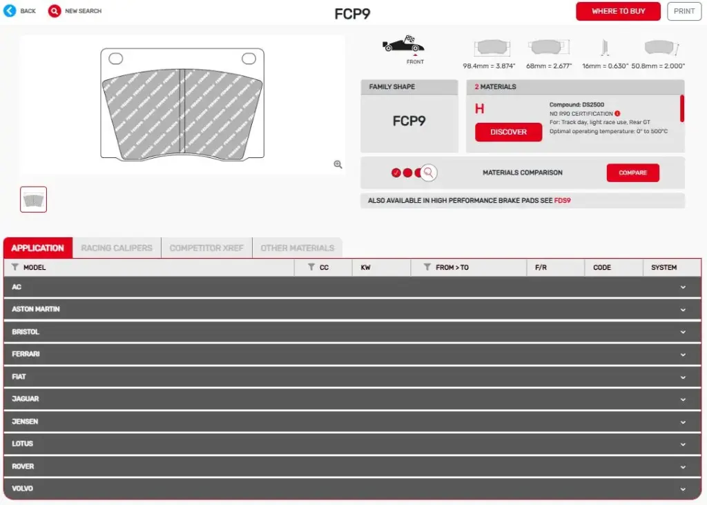 FCP9Z - PASTILLAS DE CARRERA