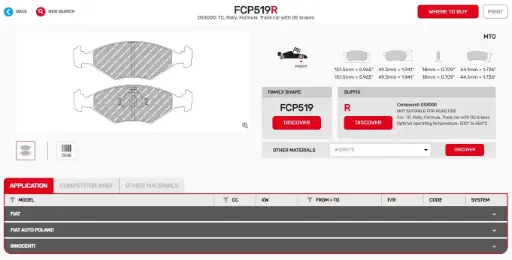 [FRP519R] FRP519R - PASTILLAS DE CARRERA